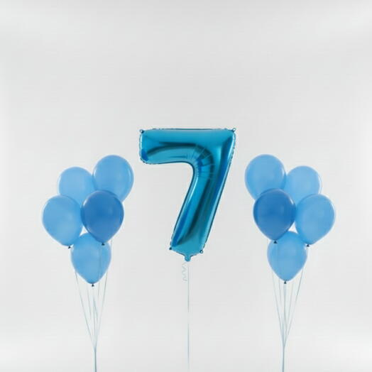 Happy Birthday Blue Number Seven Balloon Set – 40 Inch