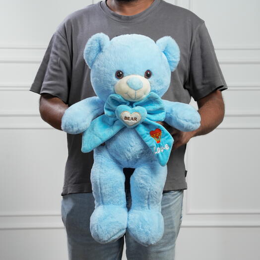 Плюшевый мишка с голубым бантом «Любовь»  7484