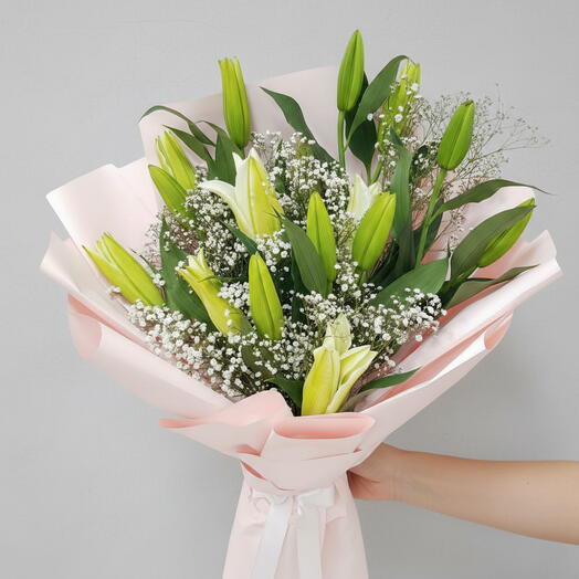 Lilies with geypso bouquet