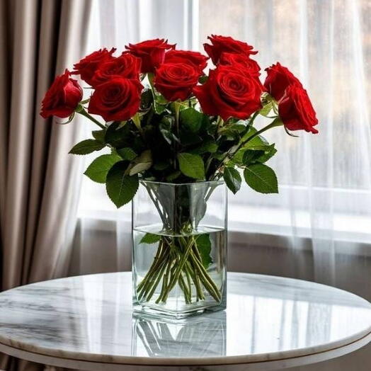 Ваза с нежно-розовой розой