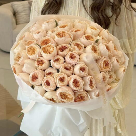 Ramo de rosas de jardín melocotón Velo de albaricoque