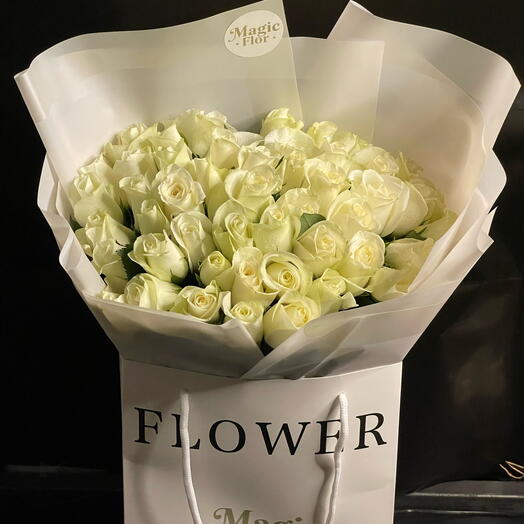 51 White Roses Bouquet