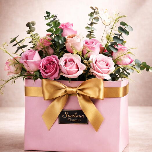 15 Pink Roses Bouquet in Luxury Bag – Elegant Flower Gift