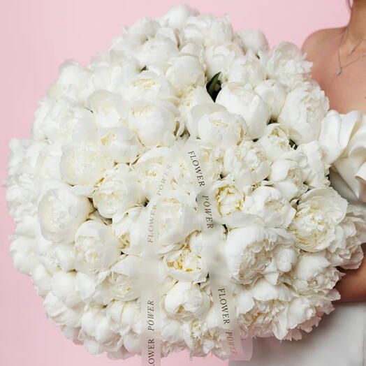 Purity: WOW Size Bouquet of 100 Peonies