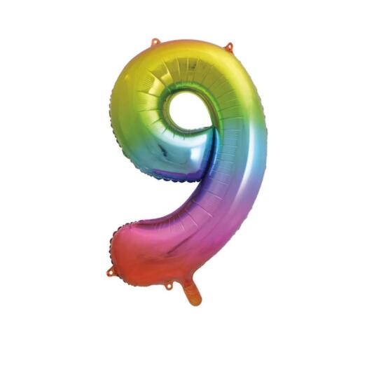 Giant Rainbow Number 9 Balloon