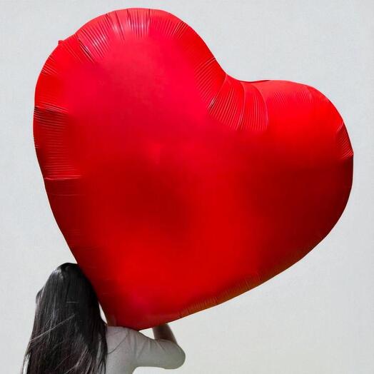 Красный гигантский фольгированный шар в форме сердца с гелием