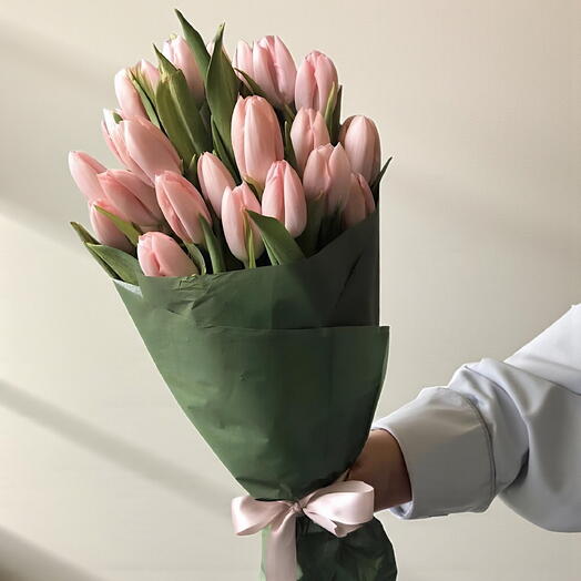 Румяная Гармония – букет из 25 розовых тюльпанов