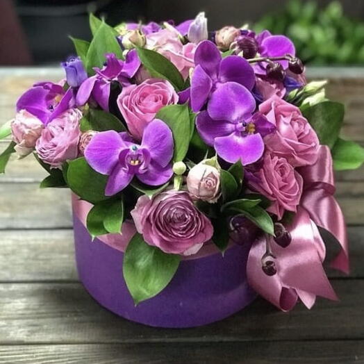 Purple orchids Flowers in a Box