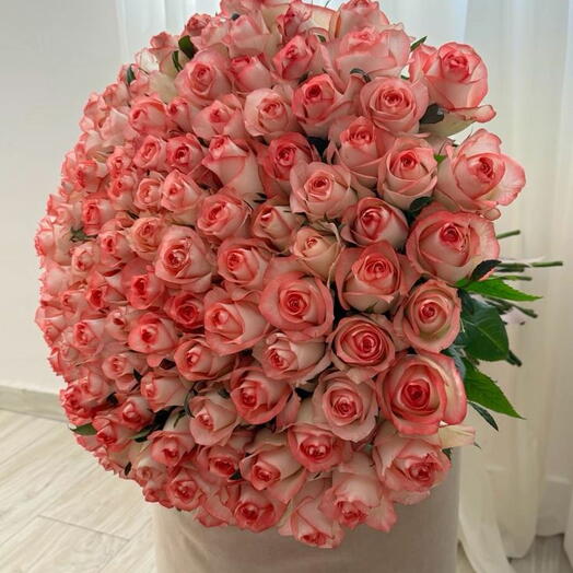 Bouquet de 101 roses roses de qualité supérieure - Déballé