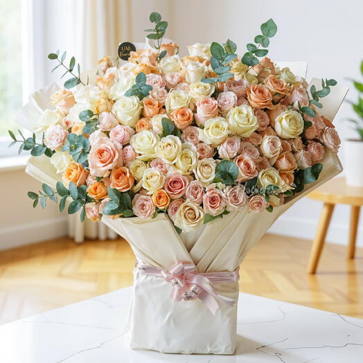 Симфония персиковых роз