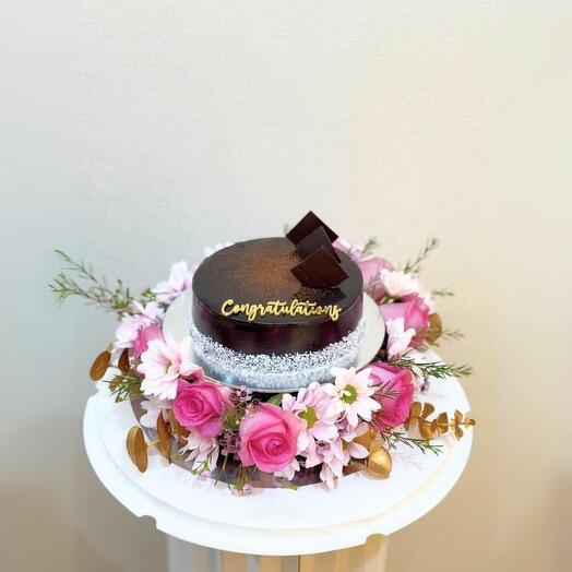Father s Day Cake and Fresh Flower Hamper – Luxury Celebration Gift Box