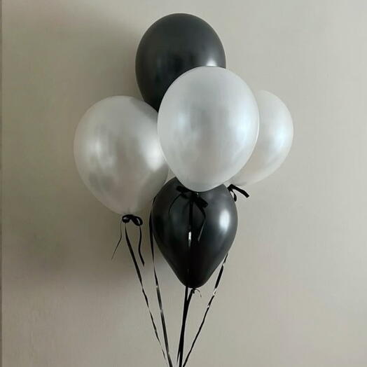Set de 5 globos Elegance negros y blancos