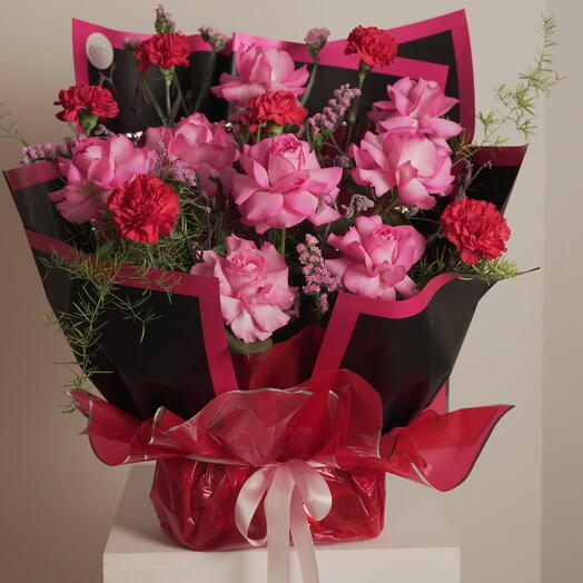 Thank U, Next - Pink Rose and Red Carnations