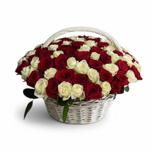Red And White Rose Basket
