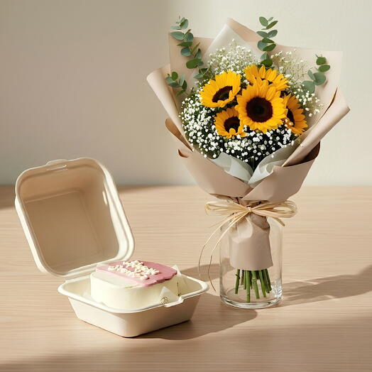 🌻😊🎂 ALWAYS SMILE! Sunflowers + Smiley Cake = The Happiest Gift EVER! Gift Ideas BentoCake