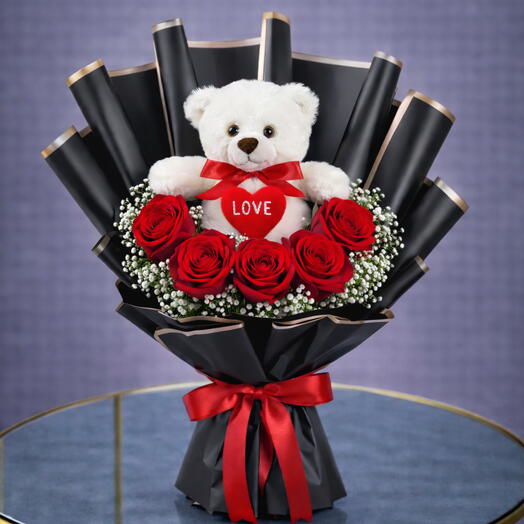 Rose Teddy Bouquet