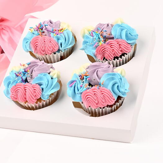 Boîte cadeau de 6 cupcakes tourbillon colorés