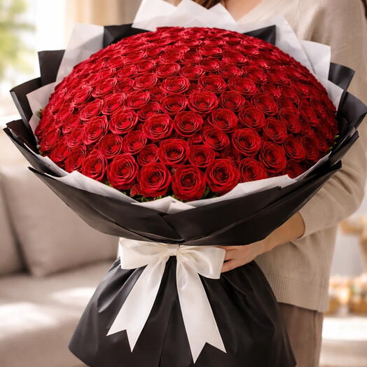 Букет из 100 свежих красных роз