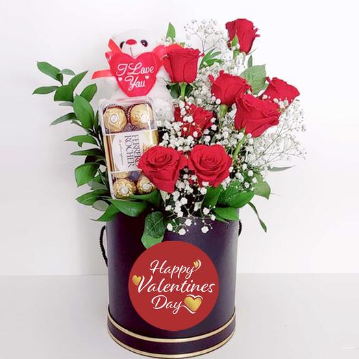 Комбо-набор на День святого Валентина с плюшевым мишкой