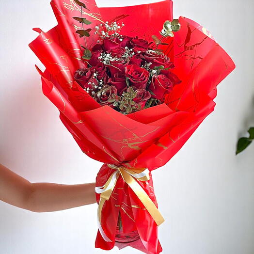 Scarlet Grace | 21 Red Roses in Elegant Red Wrap