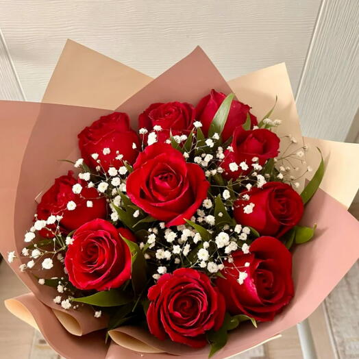 10 Red Roses Luxury Bouquet M Size