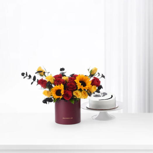 Фирменная коробка Crimson Sol Bloom с хэллоуинским шоколадным тортом