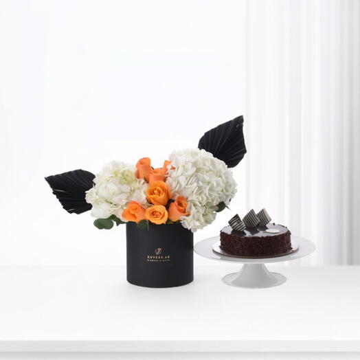 Золотой Жемчужный Блум Чёрная Коробка С Шоколадным Тортом