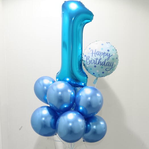 С Днём Рождения Любая отдельная цифра с синими воздушными шарами (10 шт)