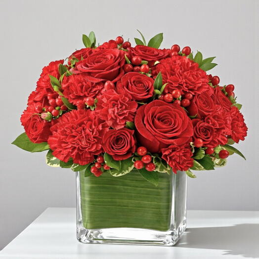 Rosas Rojas   Claveles Jarrón