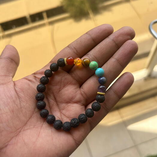 7 Chakra + lava Bracelet