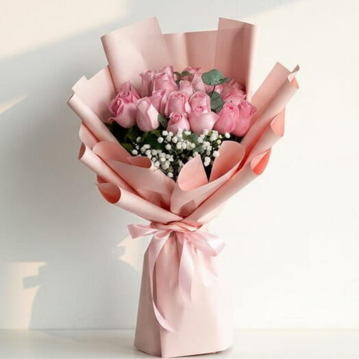 Pink Rose   Eucalyptus Delight Bouquet