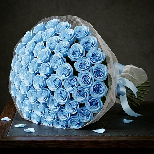 51 Light Blue Roses Bouquet – Premium Sky Blue Floral Arrangement