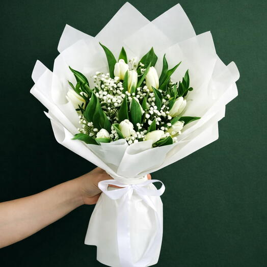 11 White Tulip Bouquet | Same-Day Dubai Delivery