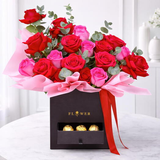 Elegant Floral Gift Box With Chocolates
