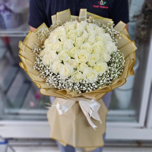 51 White Roses Bouquet