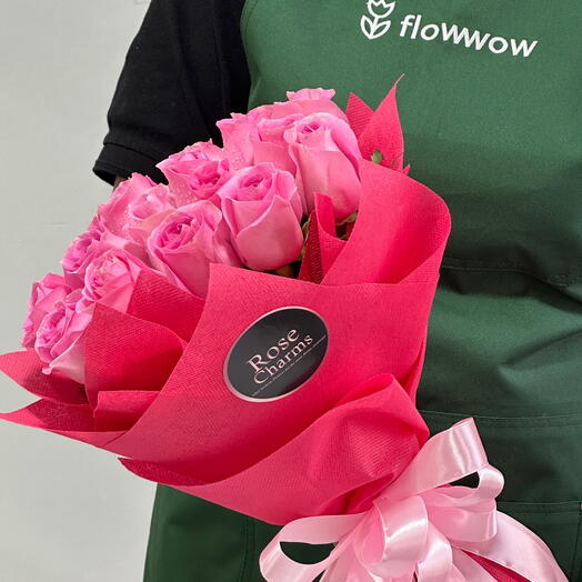 Radiant Devotion – 24 Dark Pink Roses of Love   Admiration