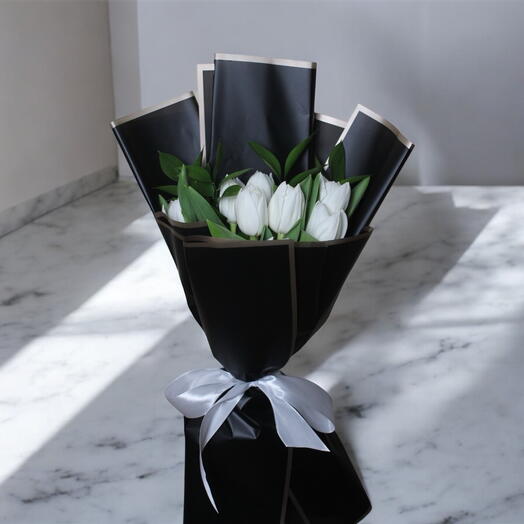 Bouquet de 10 tulipes blanches- 1