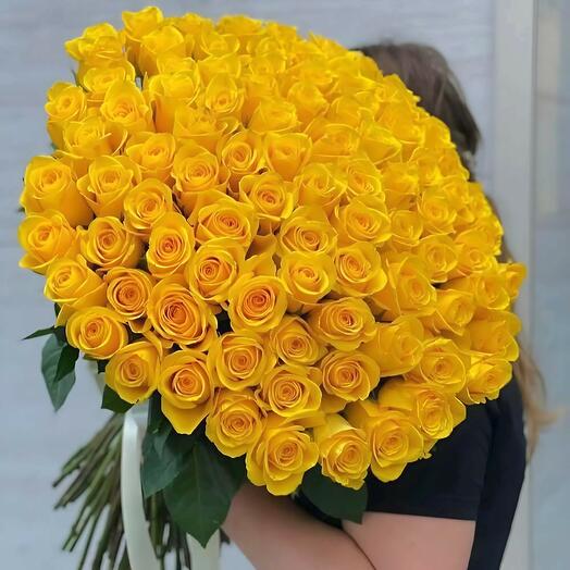 Qusadkd Bouquet – 79 Radiant Yellow Roses for Bright Wishes