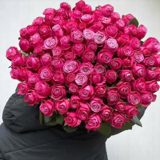 Loraman Bouquet with 79 Fuchsia Roses – Bold and Vibrant Rose Arrangement for Special Occasions