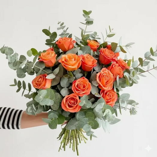19 orange roses bouquet
