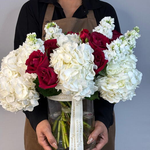 Crimson and  Cream Vase