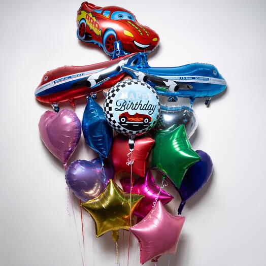 Набор фольгированных воздушных шаров «С днем рождения: Гоночный полет» 7503