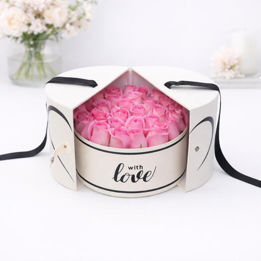 Blush Crush pink Roses White Surprise Box