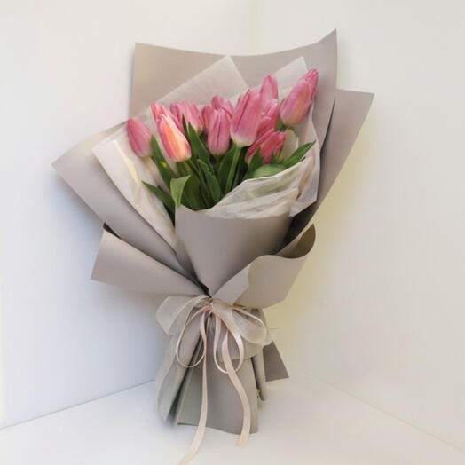 Fresh Pink Tulips Premium Bouquet