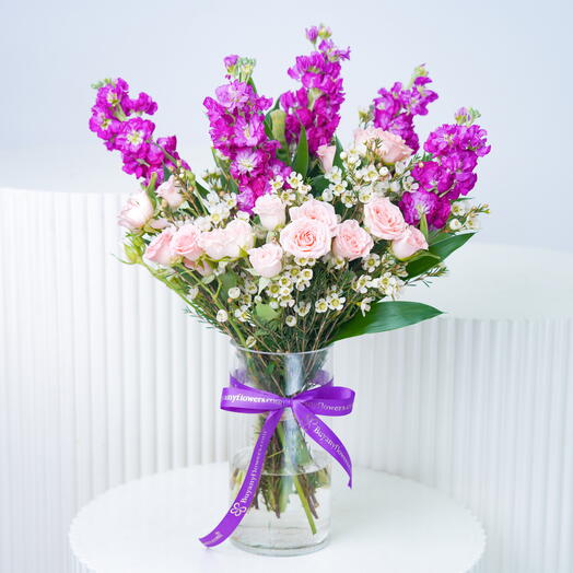 Лавандовое сияние стеклянная ваза