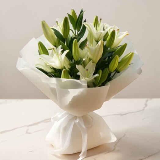 10 White lilies Bouquet