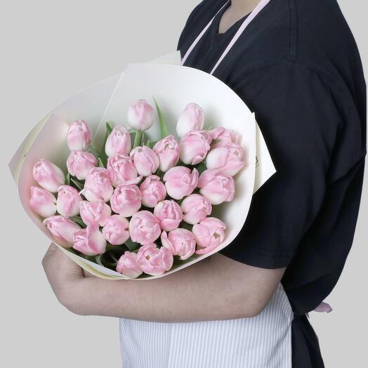 Букет из 29 розовых тюльпанов-5456