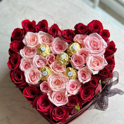 Heart s Desire pink- Red Roses with Chocolate Combo