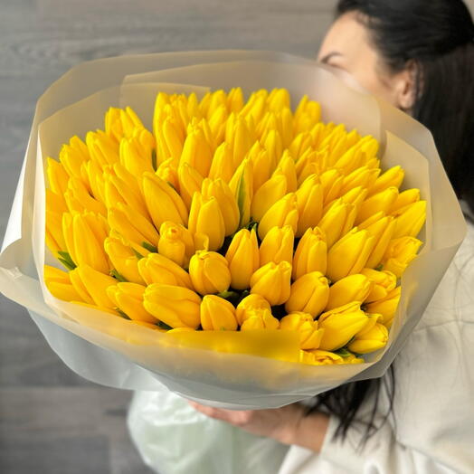 101 Лимонные Дропсы Ярко-Жёлтые Роскошные Тюльпаны