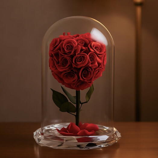 Crystal Dome Preserved Red Roses